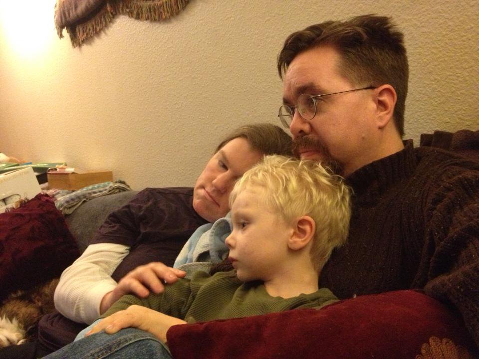 Curled up together, watching @MythBusters…