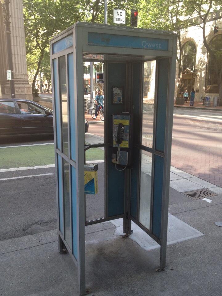 Actual telephone booth outside the…
