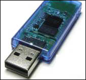 Bluetooth adapter with translucent blue casing